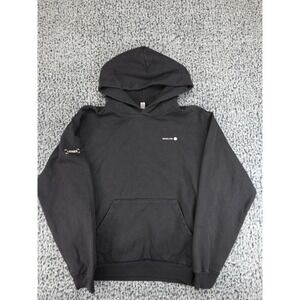 LA Apparel Ledger Pullover Hoodie Men Medium Black Graphic Hoodie 14oz. Rare